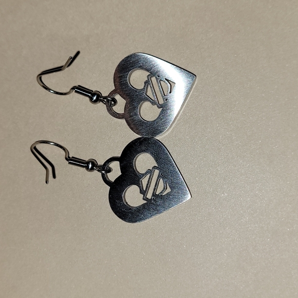 NEW HEART RHINESTONE HARLEY EARRINGS - Picture 3 of 5